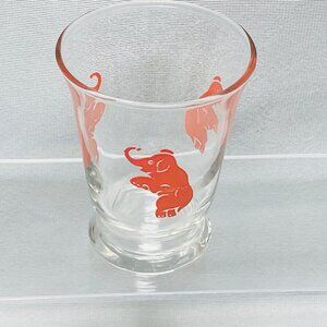 Libbey Dancing Pink Elephants Shot Glass Vintage Barware Clear Glass